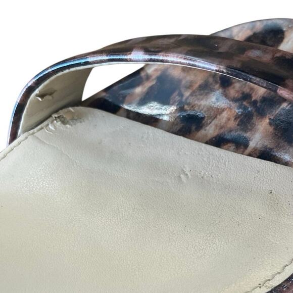 VINCE CAMUTO Ankle Strap Patent Leather Heels Leopard Print Size 7.5 Open Toe - Picture 10 of 13